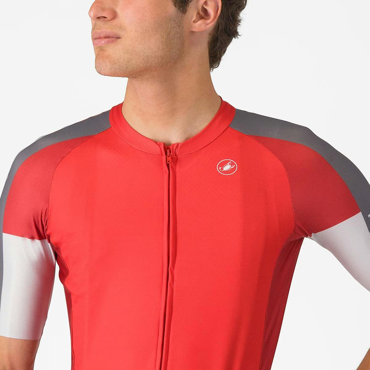 Castelli Entrata 6 Jersey Red/Smoky Gray - Silver Gray