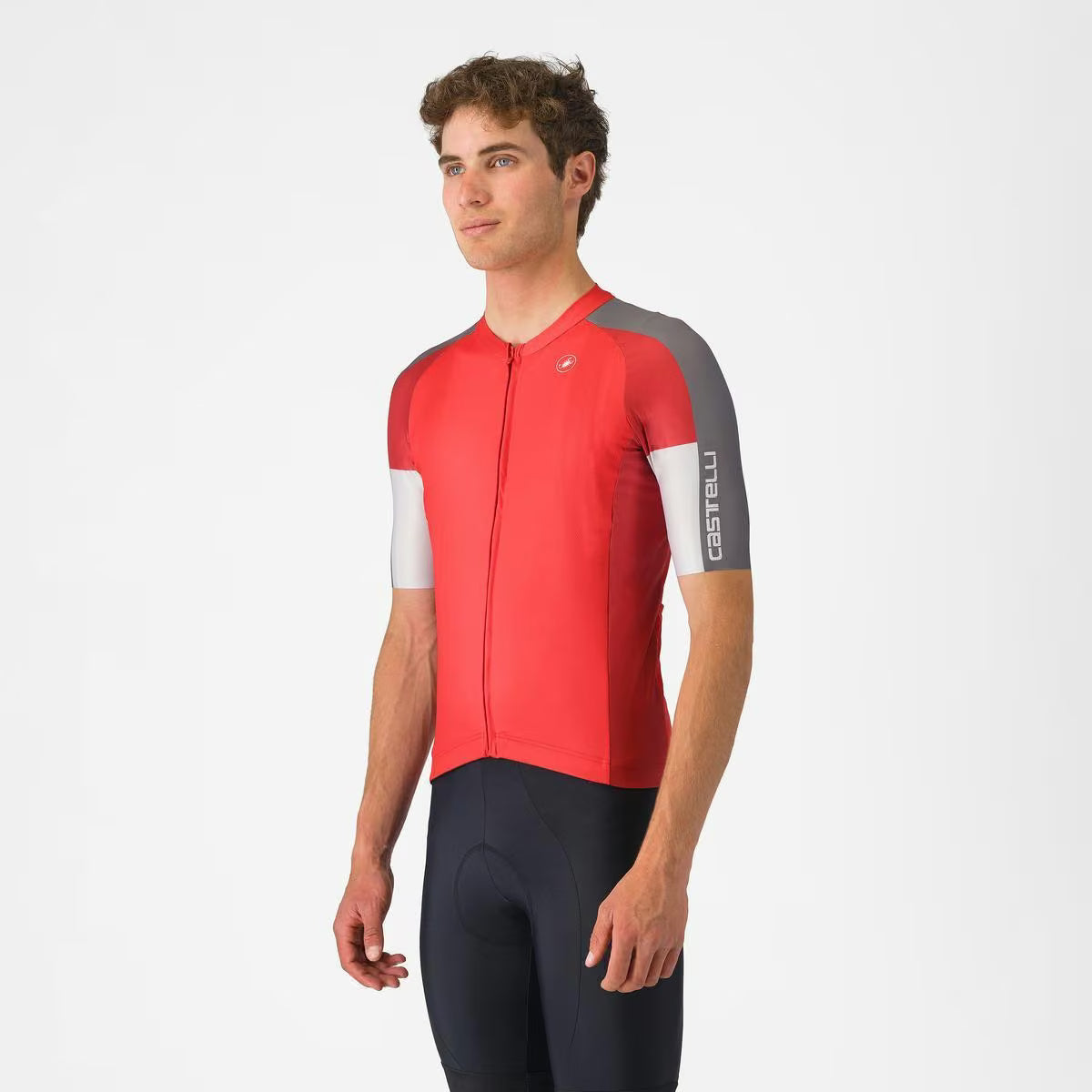 Castelli Entrata 6 Jersey Red/Smoky Gray - Silver Gray