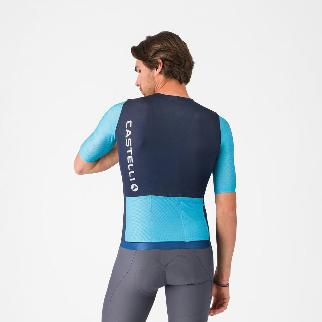 Castelli Corretto Jersey Men's Belgian Blue/Neon Cobalt-Whit