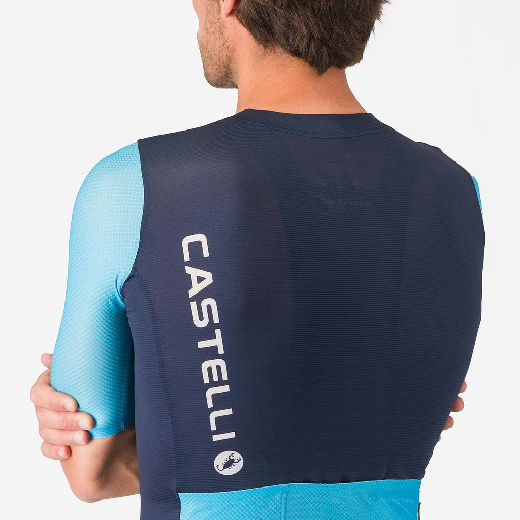 Castelli Corretto Jersey Men's Belgian Blue/Neon Cobalt-Whit