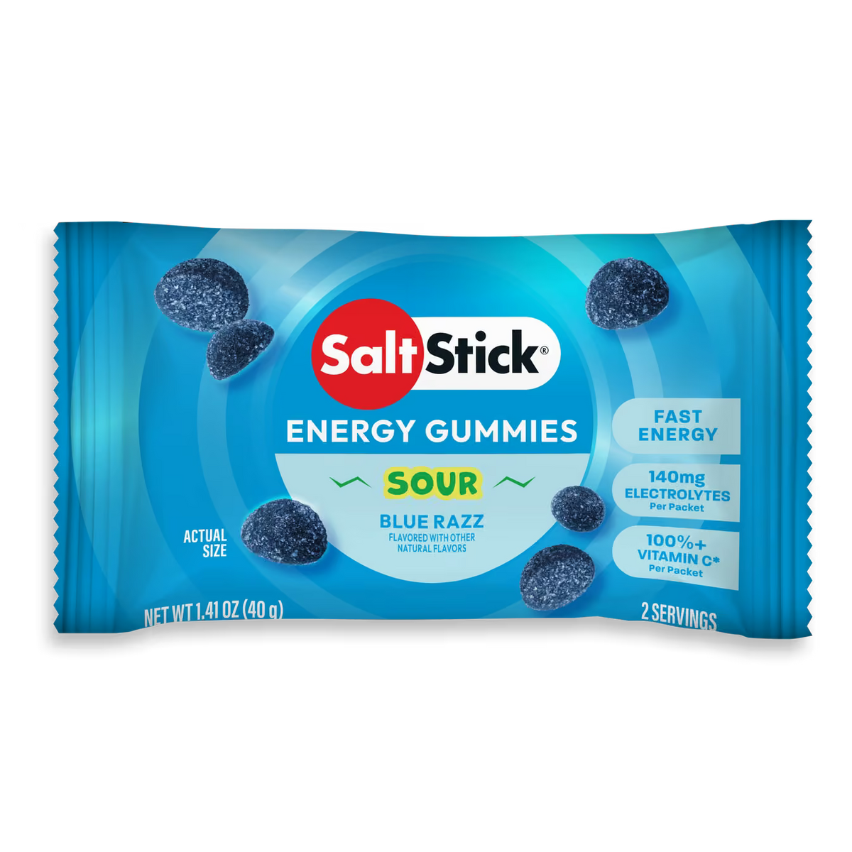 Saltstick Sour Blue Razz Energy Gummies